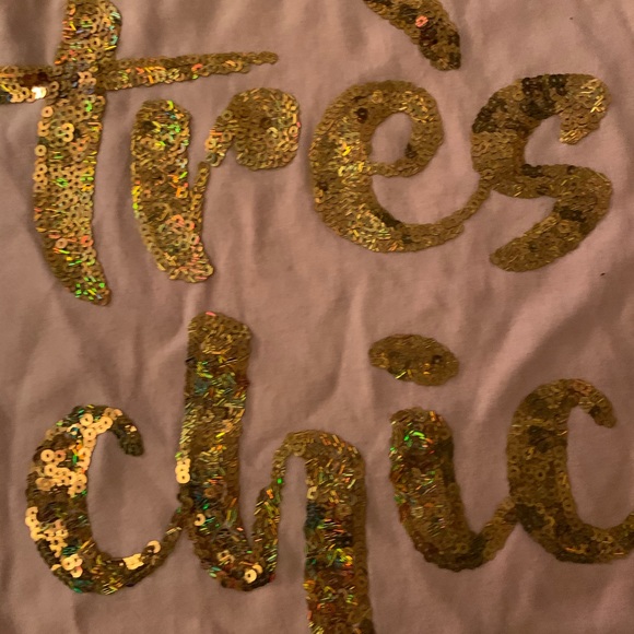 Girls large pink Graphic T-shirt with gold sequins. - Picture 2 of 5